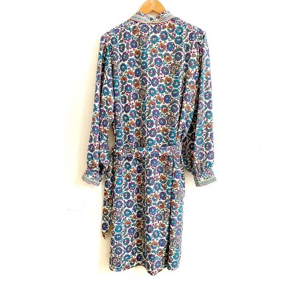 vintage • Schrader Sport long sleeve floral 1970s 1980s shirt dress • 16W - Picture 6 of 8